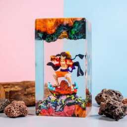 G4 Lu.fy Resin Lamp, Pirate Anime Figure Led Night Light, Unique Epoxy Desk Decor, Otaku Art Gift - thumbnail 3