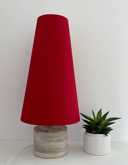 Dark Red Textured 100% Linen Extra Tall Tapered Cone Lampshade - image 1