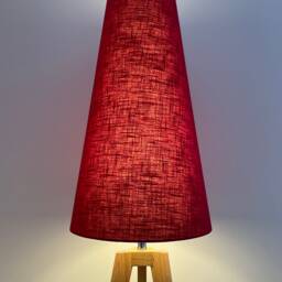 Dark Red Textured 100% Linen Extra Tall Tapered Cone Lampshade - thumbnail 3