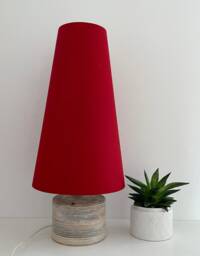 Dark Red Textured 100% Linen Extra Tall Tapered Cone Lampshade - thumbnail 1