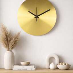 Minimalist Gold Wall Clock, Modern Brass Silent Luxury Round Metal Contemporary Home Decor, Living Room Office Clock - thumbnail 2
