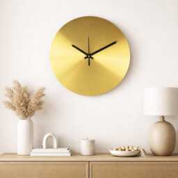 Minimalist Gold Wall Clock, Modern Brass Silent Luxury Round Metal Contemporary Home Decor, Living Room Office Clock - thumbnail 3