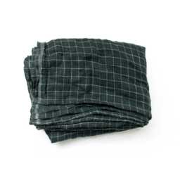 Checked Linen Throw Blanket Bluish Gray Soft Couch Cover - thumbnail 1