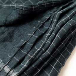 Checked Linen Throw Blanket Bluish Gray Soft Couch Cover - thumbnail 3