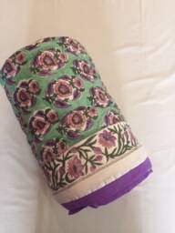 Handmade Queen Cotton Quilt Indian Block Print Reversible Blanket - thumbnail 3
