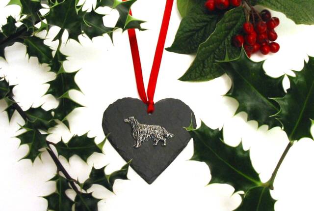 Irish Setter Natural Slate Heart Hanging Ornament - Christmas Decoration Gift Dog - image 1