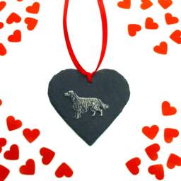 Irish Setter Natural Slate Heart Hanging Ornament - Christmas Decoration Gift Dog - thumbnail 2