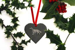 Irish Setter Natural Slate Heart Hanging Ornament - Christmas Decoration Gift Dog - thumbnail 1