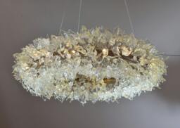 Chandelier - Decorations Krystal Ceiling Light Fixture For Living Room With Transparent Clear Leaves & Flowers. Unique Hanging Lights - thumbnail 1
