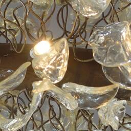 Chandelier - Decorations Krystal Ceiling Light Fixture For Living Room With Transparent Clear Leaves & Flowers. Unique Hanging Lights - thumbnail 3