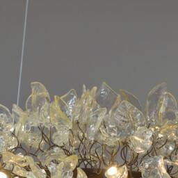 Chandelier - Decorations Krystal Ceiling Light Fixture For Living Room With Transparent Clear Leaves & Flowers. Unique Hanging Lights - thumbnail 2