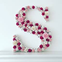 Floral Wooden Letter Pink Flower Nursery Decor - thumbnail 1