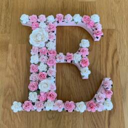Floral Wooden Letter Pink Flower Nursery Decor - thumbnail 2