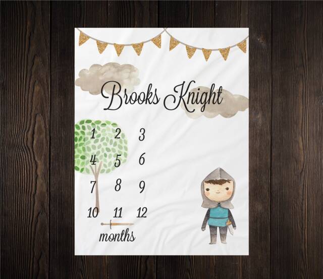 Fairy Tale Milestone Blanket Monthly Growth Tracker Soft Baby Shower Gift Newborn Watch Me Grow Boy Knight New Mom - image 1