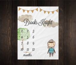 Fairy Tale Milestone Blanket Monthly Growth Tracker Soft Baby Shower Gift Newborn Watch Me Grow Boy Knight New Mom