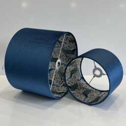 New Luxury Hq Double Sided Navy Blue & Peacock Bird On White Fabric Combination Lamp Shade Pendant Light - thumbnail 3