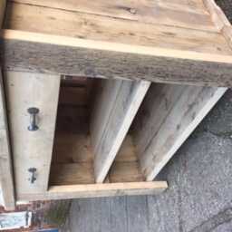 Rustic Pine Wood Free Standing Kitchen Island. 1 Drawer Unit With 2 Open Shelves. Great Bar Or Counter Service Table. Made To Any Size - thumbnail 4