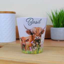 Highland Cow & Calf Ceramic Plant Pot - Countryside Farmhouse Decor Gifts Indoor Gardening Small Flower - thumbnail 2