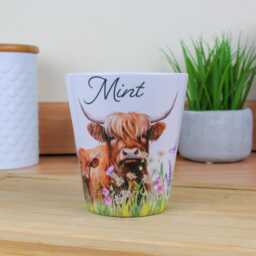 Highland Cow & Calf Ceramic Plant Pot - Countryside Farmhouse Decor Gifts Indoor Gardening Small Flower - thumbnail 3