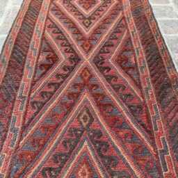 2'7x13'7 Turkmen Runner Rug - Vintage Hand-Knotted Wool Moshwani , Oriental Cozy Geometric Design Kitchen Hallway - thumbnail 4