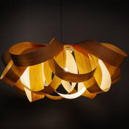 Nordic Wood Veneer Lamp - Modern Scandinavian Chandelier, Minimalist Dining Room Pendant Fixture - thumbnail 3