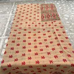 Handmade Vintage Kantha Quilt Patchwork Reversible Block Print Cotton Bed Cover - thumbnail 4