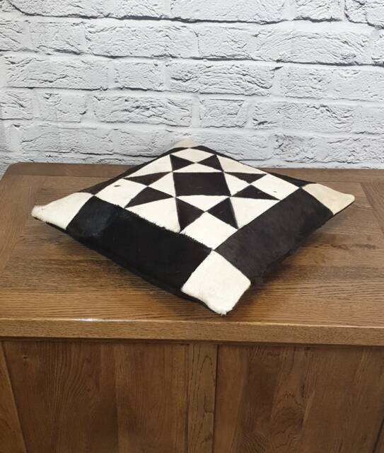 Tricolour Cowhide Pillow Cover, Genuine Leather Cushion - 41x41 - image 1