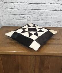 Tricolour Cowhide Pillow Cover, Genuine Leather Cushion - 41x41
