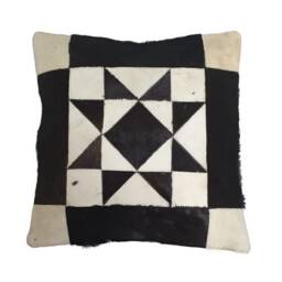 Tricolour Cowhide Pillow Cover, Genuine Leather Cushion - 41x41 - thumbnail 2