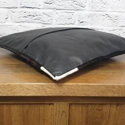 Tricolour Cowhide Pillow Cover, Genuine Leather Cushion - 41x41 - thumbnail 4