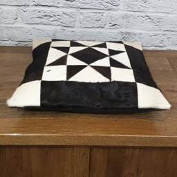 Tricolour Cowhide Pillow Cover, Genuine Leather Cushion - 41x41 - thumbnail 3