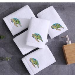 Personalized Embroidered Turtle Towel, Luxury Cotton, Wedding Gift - thumbnail 3