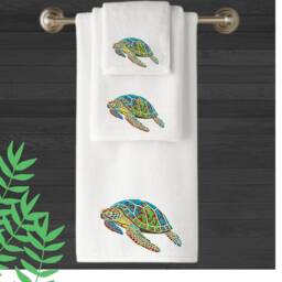 Personalized Embroidered Turtle Towel, Luxury Cotton, Wedding Gift - thumbnail 2