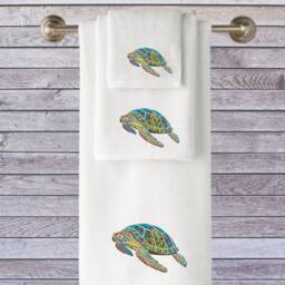 Personalized Embroidered Turtle Towel, Luxury Cotton, Wedding Gift - thumbnail 1