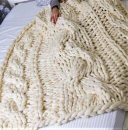 Chunky Knit Blanket, Knitted Blanket, Wool Knitted Blanket Throw, Yarn