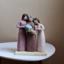 Three Generations Women Needle Felted Figures - Mother Daughter Grandmother Trio Mini Statue Gift - thumbnail 2