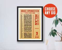 Any Setlist Custom Poster Print - Choose Gig Concert Tour Live Band Retro Vintage Design Gift - thumbnail 1