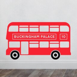 London Red Bus - Custom Location Added Personalised Removable Vinyl Wall Decal Stickers Home Decor Art - thumbnail 1