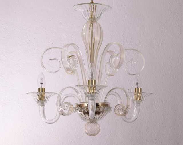 Venetian Chandelier Murano Glass Lighting - Gold & Crystal - image 1