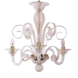 Venetian Chandelier Murano Glass Lighting - Gold & Crystal - thumbnail 4