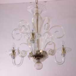 Venetian Chandelier Murano Glass Lighting - Gold & Crystal - thumbnail 2