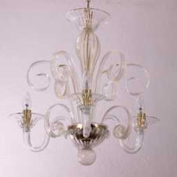 Venetian Chandelier Murano Glass Lighting - Gold & Crystal - thumbnail 3