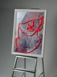Michelangelo's David in Neon A Contemporary Artwork For Modern Homes - Vibrant & Unique Wall Decor L Neon Art Wall Decor Paintings - thumbnail 1