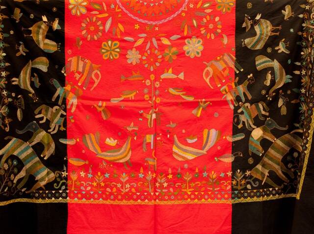 Nakshi Kantha Twin Bedspread Bangladeshi Needle Art