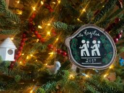 Personalized Hiking Family Christmas Ornament Handpainted Wood Slice