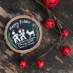 Personalized Hiking Family Christmas Ornament Handpainted Wood Slice - thumbnail 3
