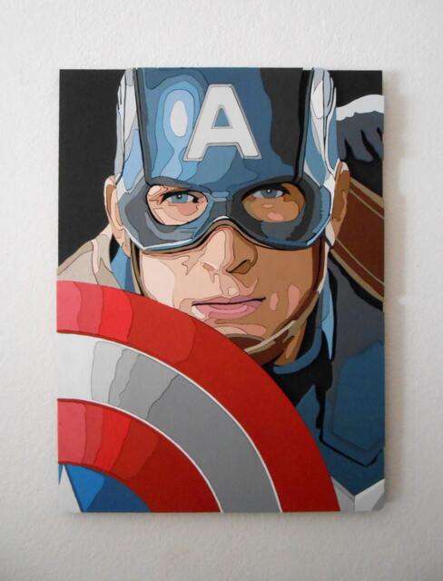 Captain America Wall Art, 3D Decor, Scroll Saw Wood Art - image 1