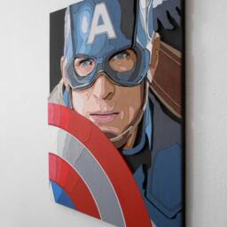 Captain America Wall Art, 3D Decor, Scroll Saw Wood Art - thumbnail 3