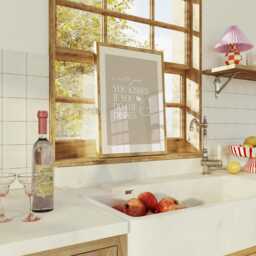 I Will Give You Kisses If Do The Dishes, Beige Poster, Above Sink Print, Minimalist Art Cute Kitchen Wall - thumbnail 2