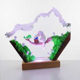 Premium Princess Mononoke Ver 3 Resin Lamp - Handmade Forest Spirit Led Light, Wolf Diorama Lamp, Studio Ghibli Gift, Fantasy Art Decor - thumbnail 3